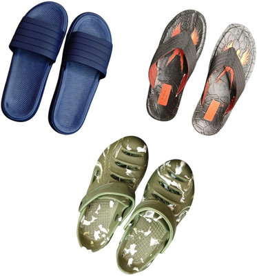 BLIBBERS Men Slippers(Blue, Black, Green , 9)