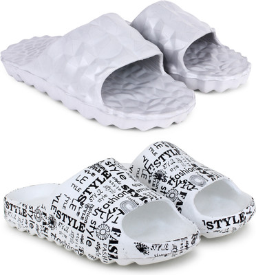 Pampy Angel Men Slides(Grey, White , 9)