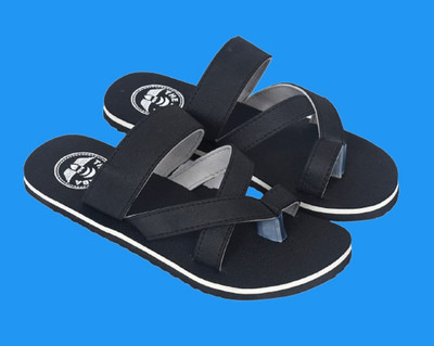 THE BABA Men Flip Flops(Black , 9)