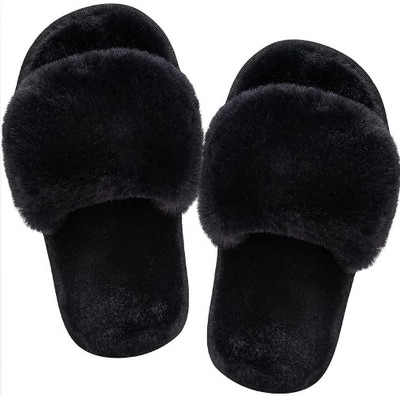 Sale YUG Women Flip Flops(Black , 7)
