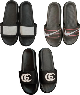 BLIBBERS Men Slides(Grey, Black, Black , 9)