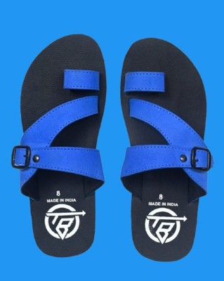 THE BABA Men Flip Flops(Black, Blue , 10)