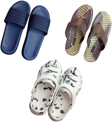 BLIBBERS Men Slippers(Blue, Brown, White , 9)