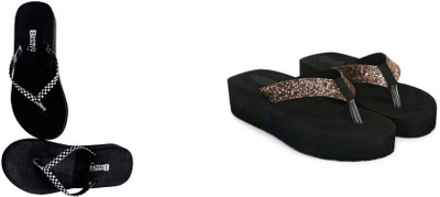 BOOMBEAUTY Women Flip Flops(Multicolor , 8)