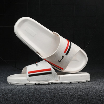 Shoe Island Men Slides(White , 9)