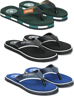 Stepsoft Men Slippers(Green, Black, Blue , 7)