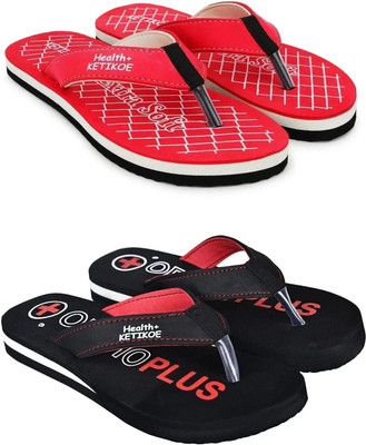 Kecher Women Ortho-Care Comfort Slippers For Women's and Girl's Flip Flops (Pack of 2) Slippers(Multicolor , 6)