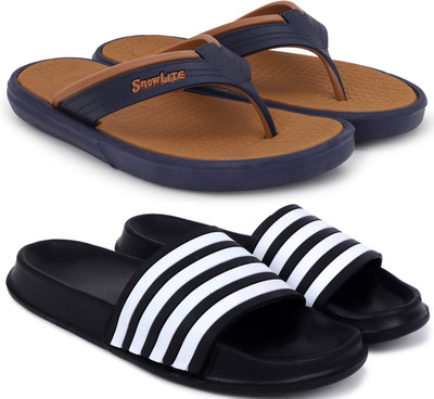 Kapani Fashion Men Men Combo Pack of 2, Lightweight, Flipflop, Slipper, Slides (Brown, Black , 6) Slippers(Brown, Black , 6)
