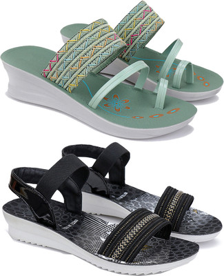 Earton Women Flip Flops(Multicolor , 8)