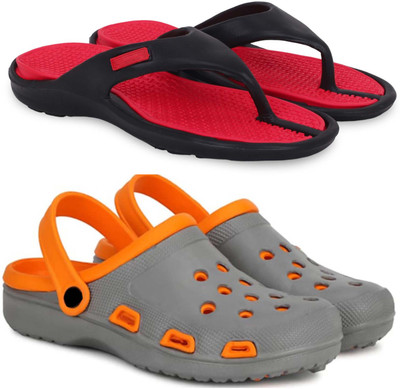 Kapani Fashion Men Slippers(Red, Grey , 8)