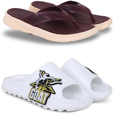 Pampy Angel Men Slippers(Maroon, White , 7)