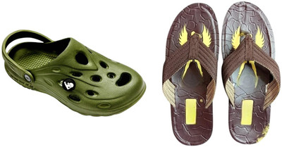 BLIBBERS Men Slippers(Green, Brown , 8)