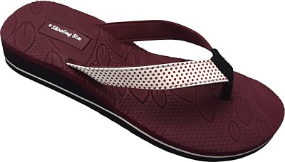 Shooting Star Women Flip Flops(Maroon , 4)