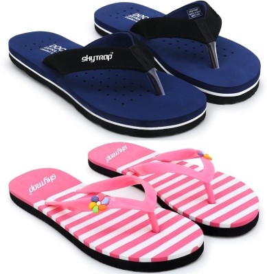 Skytrap Women Slippers(Navy, Pink , 5)