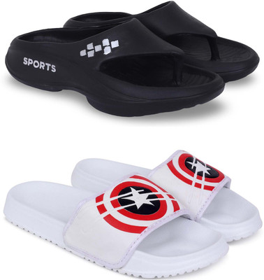 Pampy Angel Men Slippers(Black, White , 9)