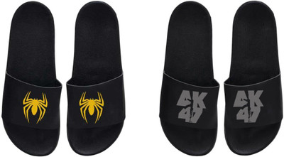 nvisan Men Slides(Grey, Yellow, Black , 8)