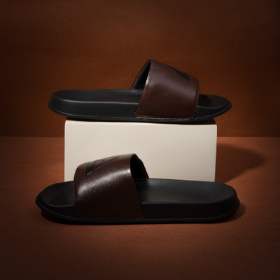 ARVAN Men Slides(Brown, Black , 6)