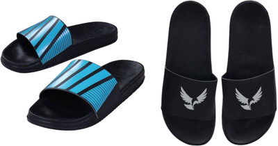nvisan Men Slides(Blue, Grey, Black , 10)