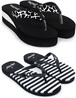 Feens Women Slippers(White, Black , 4)