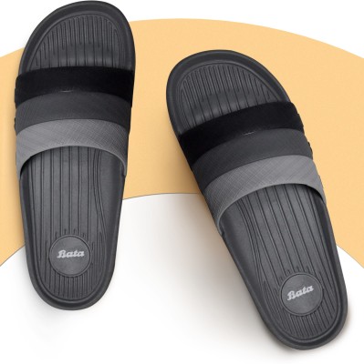 Bata Men Slides(Grey, Black , 8)