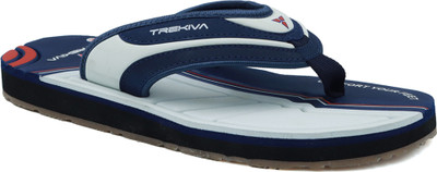 TREKIVA Men Premium Slippers Trendy Comfortable Flexible & Durable, Anti-Skid| TR-T0701 Slippers(Navy, White , 10)