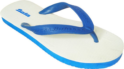 Bata Men Slippers(White, Blue , 8)