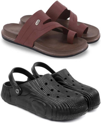 Kapani Fashion Men Slippers(Brown, Black , 7)