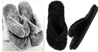 rexizone Women Flip Flops(Black, Grey , 7)