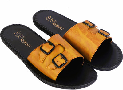 STYLE HEIGHT Men Slides(Tan , 9)