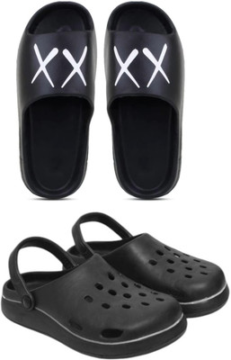 Veewalk Men Slides(Black, Black , 10)