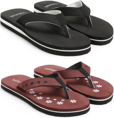 VAHMAH Women Slippers(Black, Maroon , 7)