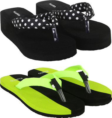 KUNTO Women Flip Flops(Multicolor , 8)