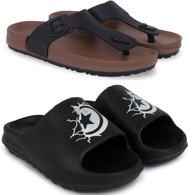 Pampy Angel Men Slippers(Brown, Black , 7)
