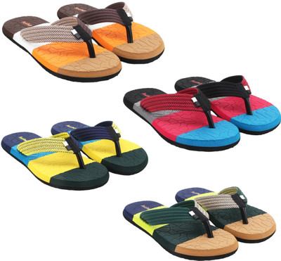 Footup 4 Pairs|EVA|Ultralightweight|Premium|Comfort|All Seasons Trendy|Slippers for Men Slippers(Multicolor 10)