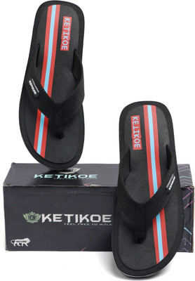 KETIKOE Men Flip Flops(Black , 10)