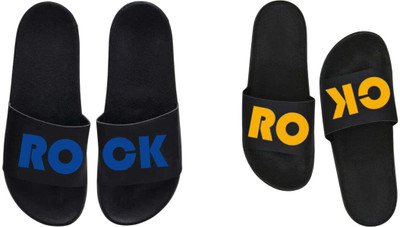nvisan Men Slides(Blue, Yellow , 9)