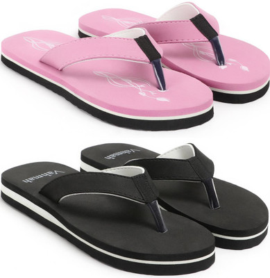 VAHMAH Women Slippers(Pink, Black , 7)