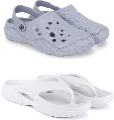 KAPYANSH Men Slippers(Grey, White , 8)