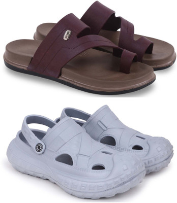 Pampy Angel Men Slippers(Maroon, Grey , 7)