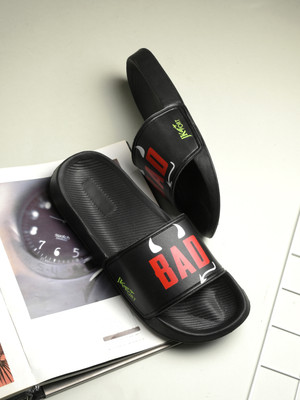 JK PORT Men Slides(Black, Red , 10)