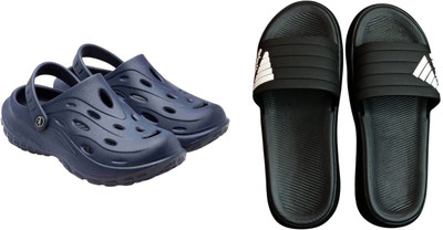 BLIBBERS Men Slides(Navy, Black , 8)