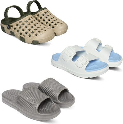 Acorn Men Slides(Beige, Blue, Grey , 9)
