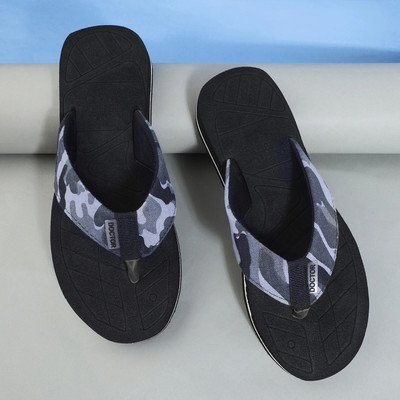DOCTOR EXTRA SOFT Men House Camo Slipper| Lightweight & Durable| Super Soft & Comfortable D-55 Flip Flops(Black , 10)