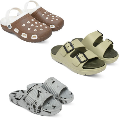 Acorn Men Slides(Brown, Beige, White, Grey , 10)