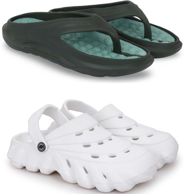 KAPYANSH Men Slippers(Green, White , 7)