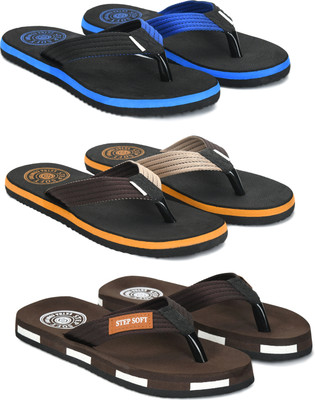 Stepsoft Men Slippers(Blue, Brown, Brown , 6)
