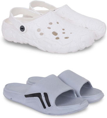 KAPYANSH Men Slippers(White, Grey , 6)
