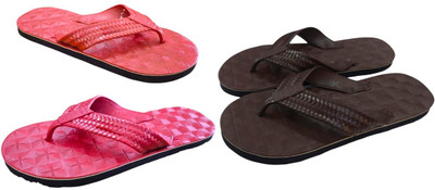 Mikro Men Slippers(Red, Brown , 8)