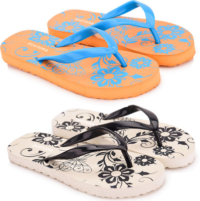 DAITONA Women Flip Flops(Beige , 8)