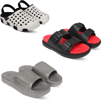 Acorn Men Slides(White, Red, Grey , 9)